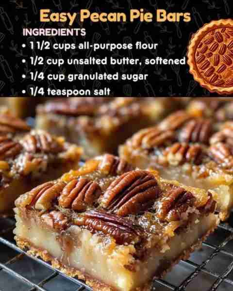 Easy Pecan Pie Bars - Don't LOSE this Recipe 😋 Ingredients: 1 1/2 cups all-purpose flour 1/2 cup un...