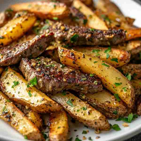 Air Fryer Garlic Butter Steak Fries – The Best Side Dish! 🍟🧄🥔 Servings: 4 Prep Time: 10 minutes C...