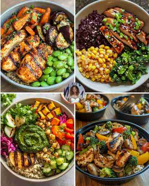 Harissa Grilled Chicken & Roasted Veggies 🍗🔥 ✅ Ingredients: Grilled chicken (coated in harissa an...