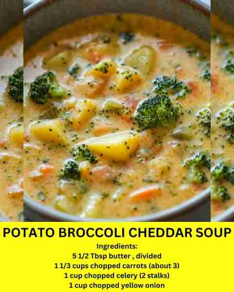 "WARNING: This Potato Broccoli Cheddar Soup is so good, you might eat the whole pot yourself. Don’t...