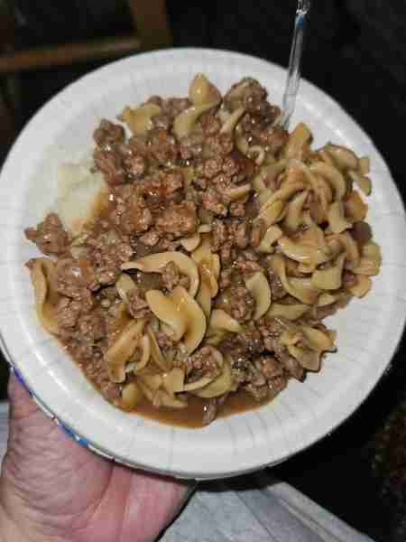 One of my favorite comfort foods. Hamburger, browned with onion, salt and pepper, then add water and...