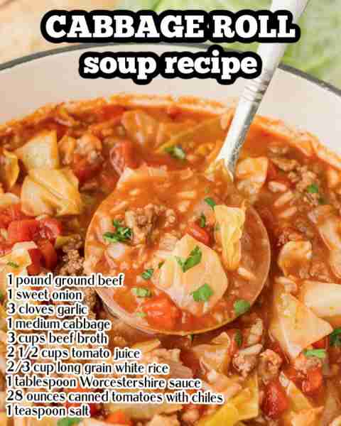 Our Cabbage Roll Soup Recipe is simple comfort food that feeds a crowd! Less work than traditional c...