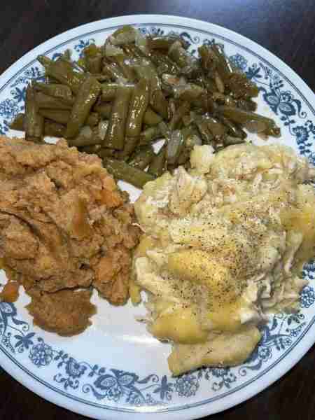Chicken cobbler Fried green beans Sweet taters Chicken cobbler 3-4 cups cooked & shredded chicken (...