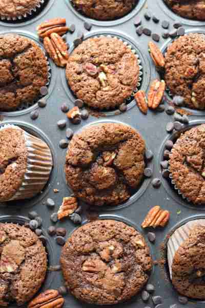 Add these Pecan Chocolate Chip Muffins to your baking soon. An easy to make muffins loaded with semi...