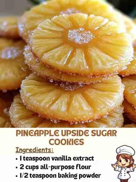 Pineapple Upside Sugar Cookies Ingredients: 1 teaspoon vanilla extract 2 cups all-purpose flour ½ t...