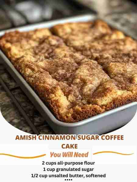 Amish Cinnamon Sugar Coffee Cake Deliciously Moist Coffee Cake with a Sweet Cinnamon Swirl Ingredien...
