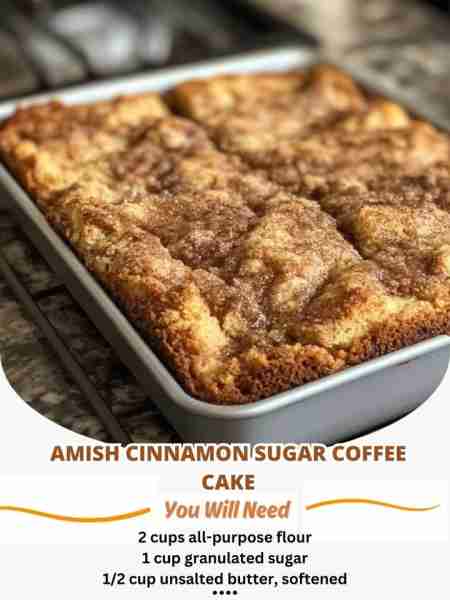 Amish Cinnamon Sugar Coffee Cake Deliciously Moist Coffee Cake with a Sweet Cinnamon Swirl Ingredien...