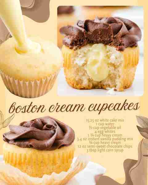 These Boston Cream Cupcakes are like mini desserts with a secret inside! 🤫🧁 Try this now! See com...