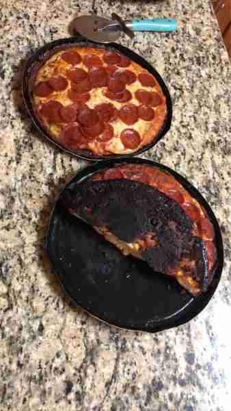 What’s the trick to cooking pizza. I got 2 Sicilians at 380 till the tops looked good but the bottom...