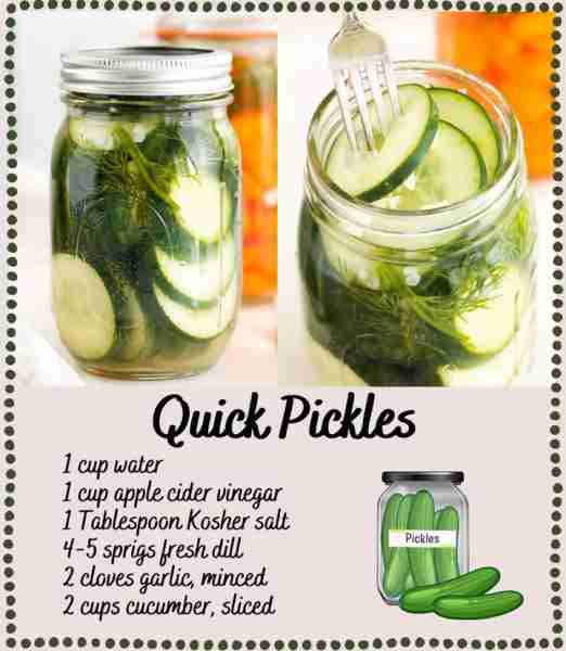 QUICK PICKLES (Refrigerator Pickles) ** Ingredients ** 🥒 1 cup water 🥒 1 cup apple cider vinegar...