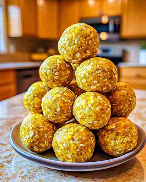 Immune-Boosting Turmeric Ginger Energy Bites for a Healthy Snack 🟠✨ Ingredients: 1 cup / 90g rolle...