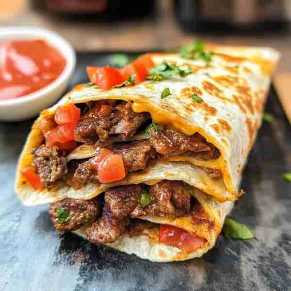 Dear Silent 🤫 members of our group say anything to stay active. Indulge in this Loaded Steak Quesad...