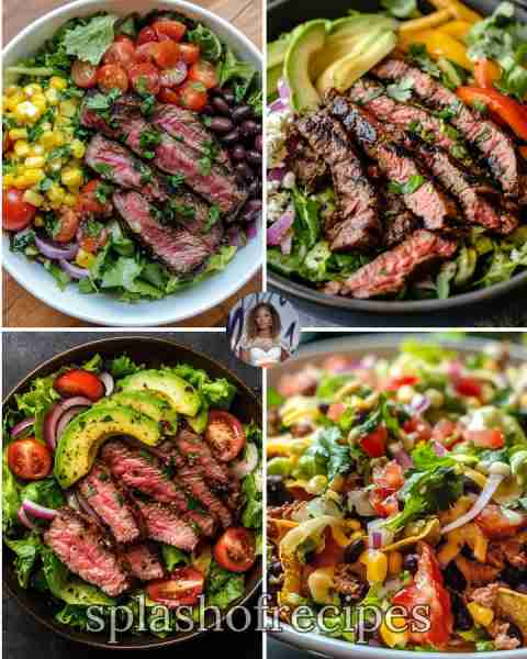 Southwest Grilled Steak Salad 🥩🥗 ✅ Ingredients: Grilled steak (seasoned with cumin and lime) 🥩🍋...