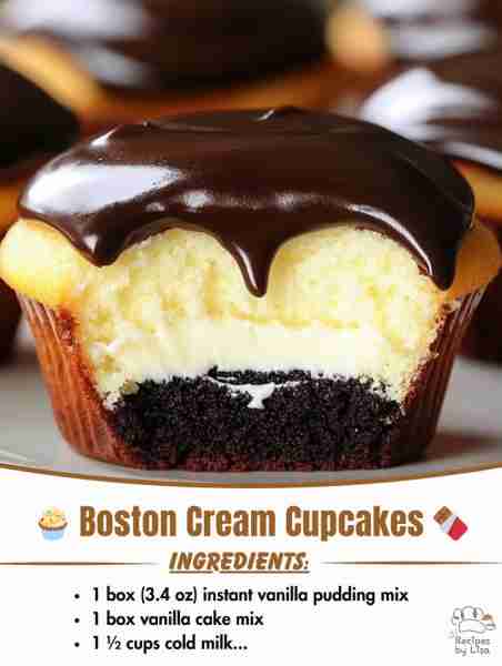 🧁 Boston Cream Cupcakes – A Bite-Sized Classic! 🍫✨ If you love Boston Cream Pie, you’ll adore the...