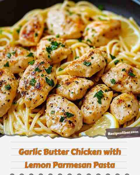 Garlic Butter Chicken with Lemon Parmesan Pasta 🍝🍋🐔🧄🧀🌿 Deliciously creamy and bursting with f...