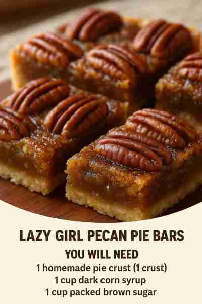 Lazy Girl Pecan Pie Bars 🍯 Ingredients Crust: * 1 box (15 oz) yellow cake mix (or butter pecan flav...