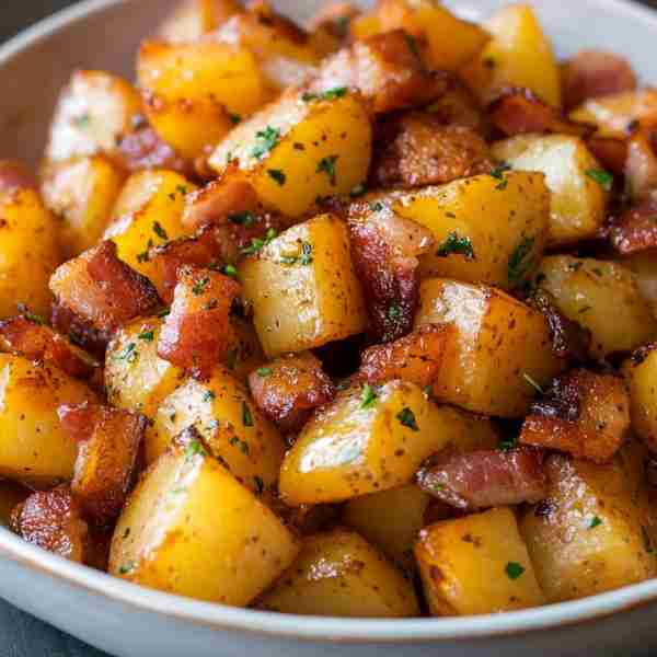 Sweet and Savory Honey Bacon Potatoes Ingredients: 1 ½ lbs baby potatoes, halved 6 slices bacon, cho...