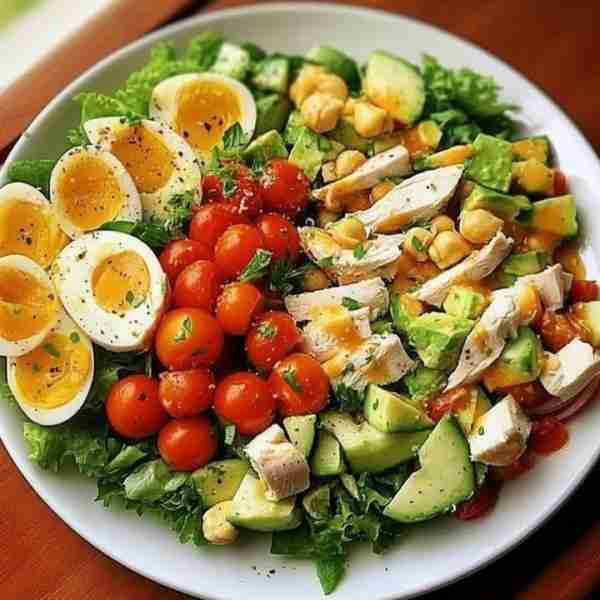 Protein Power Salad 🥗🥑🍗 Ingredients: 2 cups romaine lettuce, chopped 🥬 1/2 cup shredded chicken...