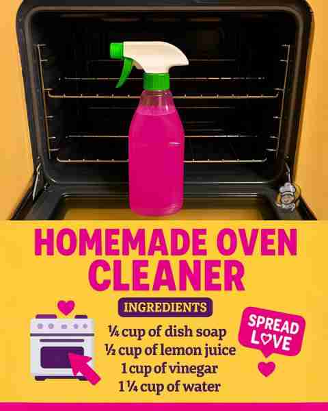 🚫 Never Buy Oven Cleaner Again! This DIY mix melts grease without harsh fumes: ¼ cup dish soap + ½...