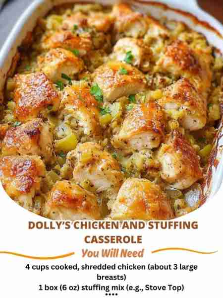 🍗🥘 Dolly’s Chicken and Stuffing Casserole 🥘🍗 A cozy, all-in-one comfort dish perfect for any nig...