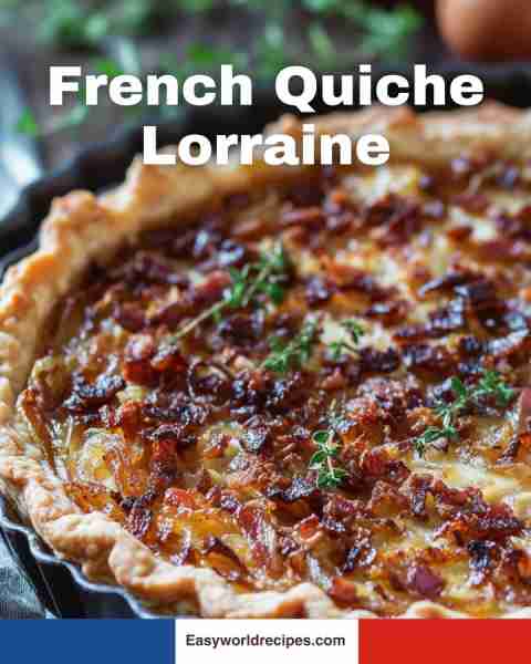 French Quiche Lorraine – Classic Savory Tart 🇫🇷✨ Ingredients: • Pastry dough • 200ml cream • Bacon...