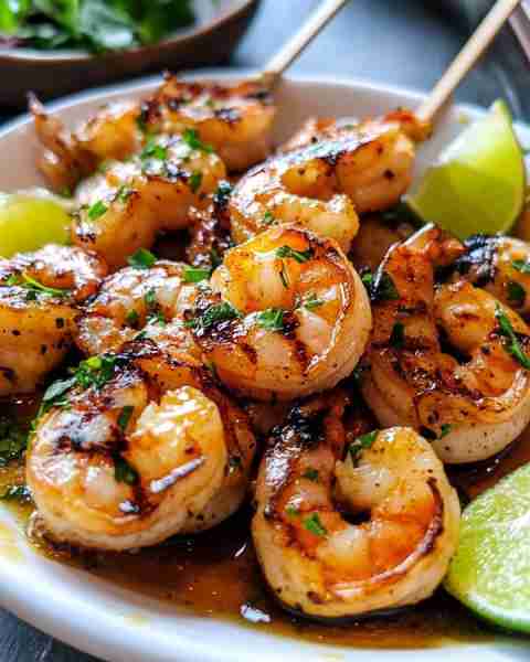 Honey Lime Grilled Shrimp Skewers 🍤🍯 Recipe in First Coʍmеոτ 💬 Enjoy ❤️👇👇👇 #GrilledShrimp #Sum...