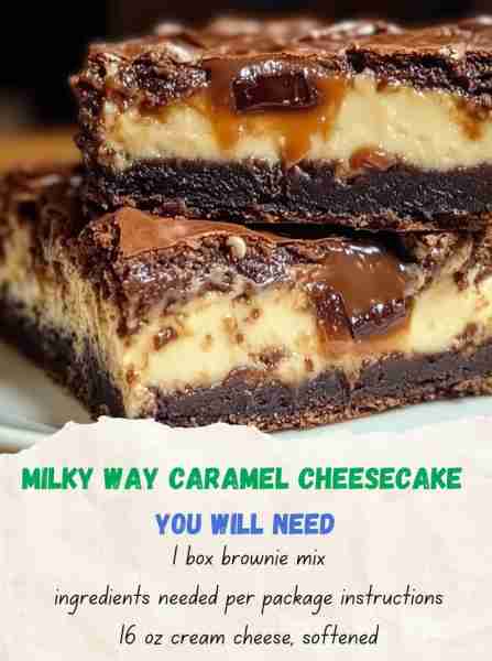 Milky Way Caramel Cheesecake Brownies Servings: 12 Calories: Approximately 250 per brownie Ingredie...