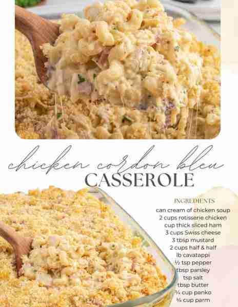 CHICKEN CORDON BLEU CASSEROLE!!! Check the comments for full recipe Ingredients: can cream of chicke...