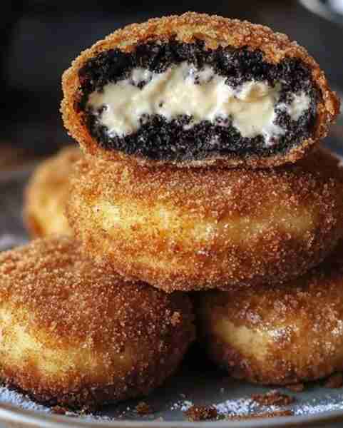 🍪 Irresistible Cookies & Cream Cheesecake Deep-Fried Oreos 😋🤩 Ingredients: 8 oz cream cheese, sof...
