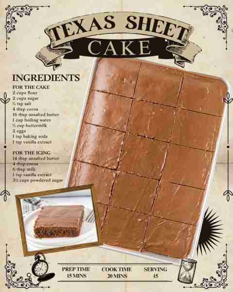 TEXAS SHEET CAKE - classic southern dessert! Ingredients: ▢ flour ▢ sugar ▢ salt ▢ cocoa ▢ unsalted...