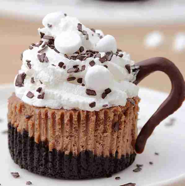 Hot Chocolate Mini Cheesecake Ingredients CRUST: 1 cup Oreo crumbs 2 tablespoon unsalted butter, mel...