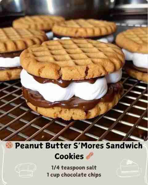 🍪 Peanut Butter S’Mores Sandwich Cookies 🥜 Ingredients 1 cup creamy peanut butter 1/2 cup granulat...