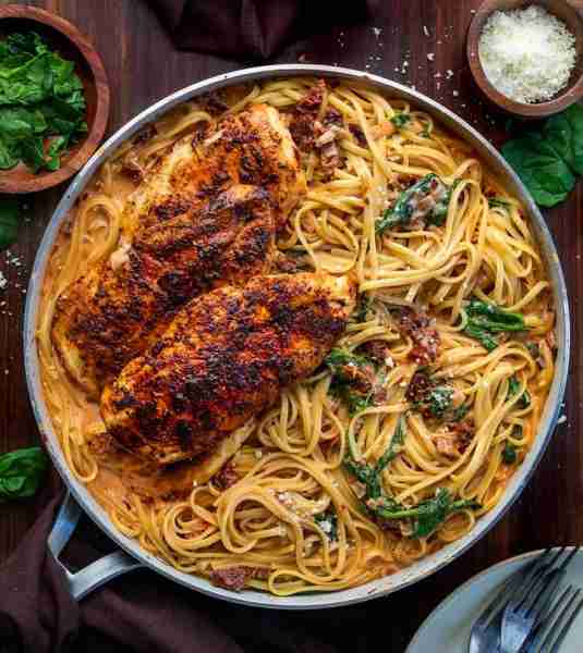 RECIPE✅: https://iamhomesteader.com/spicy-tuscan-chicken-pasta/ Bella says: 😍 "This pasta has a gr...