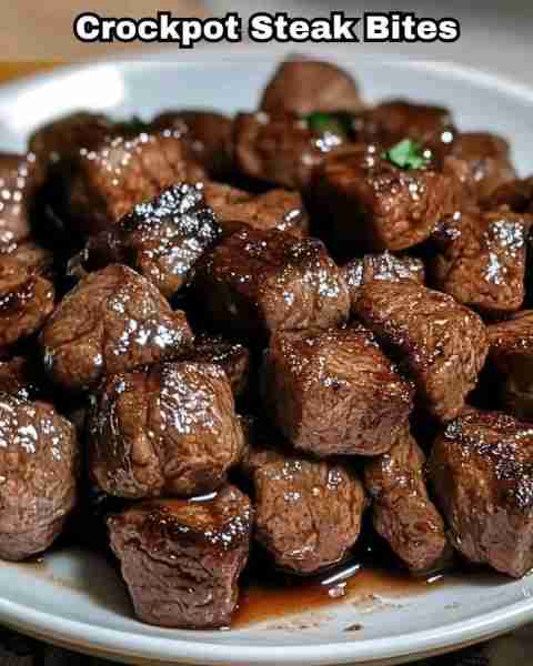 🥩 Crockpot Steak Bites 🧄🍲 Tender, juicy steak bites slow-cooked in a savory garlic butter sauce—p...