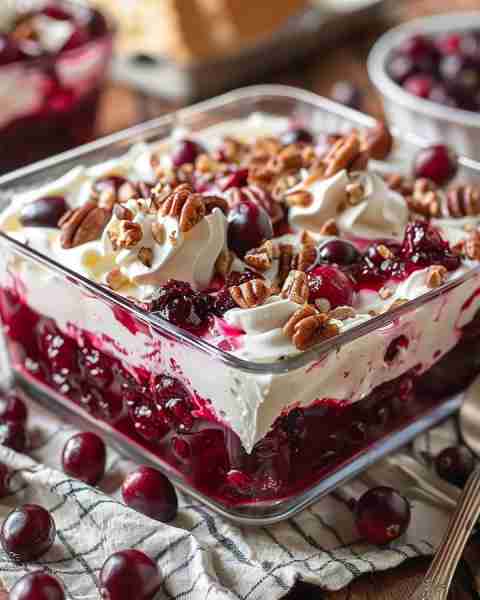 🍒 Cranberry Jello Salad with Cream Cheese Topping 🍒 Ingredients: For the Cranberry Jello Layer: -...