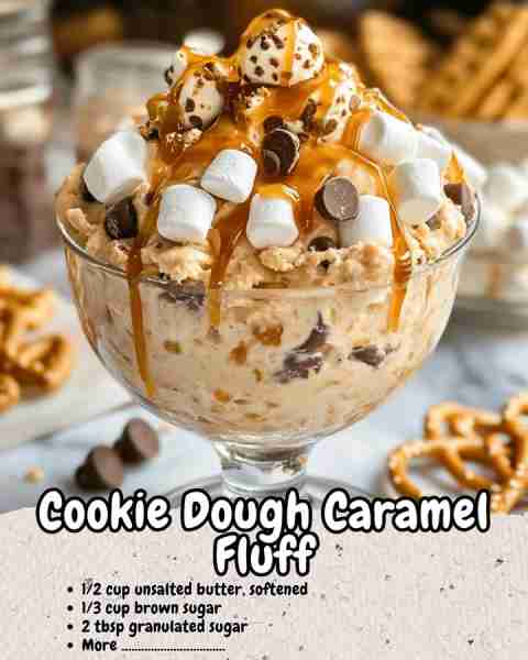 COOKIE DOUGH Caramel Fluff is a no-bake dessert dream come true — a creamy, cloud-like fluff packed...
