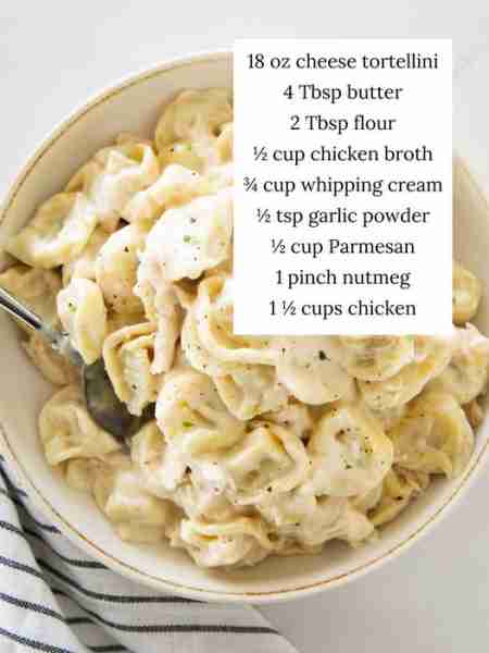Chicken Tortellini Alfredo is easy to make with rotisserie chicken, cheese tortellini and a simple A...