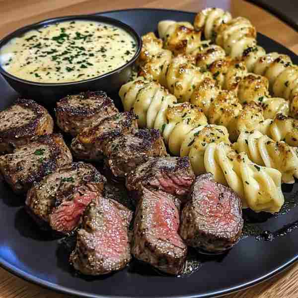 Garlic Butter Steak Bites & Rich Alfredo Twisted Pasta #### **Ingredients:** **For the Steak Bites:...