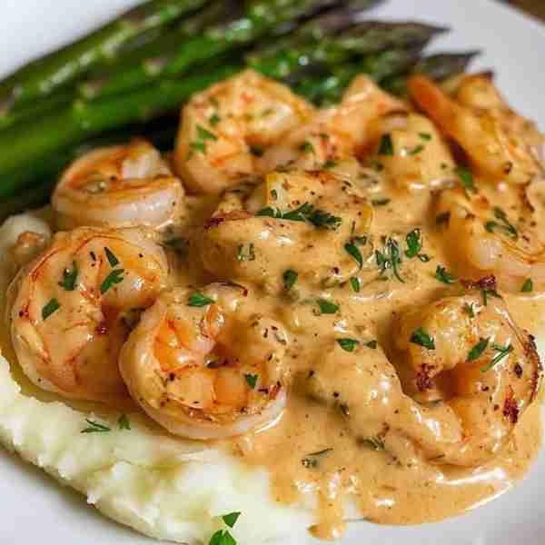 🍤 Creamy Garlic Shrimp & Mashed Potatoes 🥔💖 This dish features: Juicy shrimp, perfectly seared an...