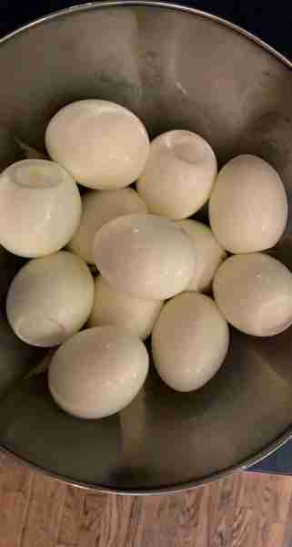 So, we can put this egg debate to rest! The eggs on top were boiled with salt in the water, and it w...
