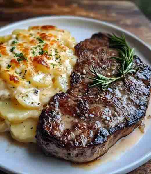 TREMENDOUS RIBEYE STEAK WITH CHEESY SCALLOPED POTATOES 🥩🧀 Ingredients: For the Ribeye Steak: 2 rib...