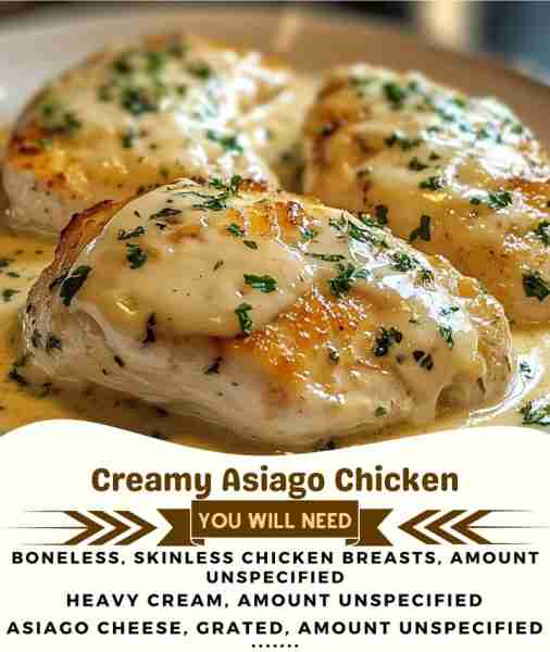 🍗 Creamy Asiago Chicken Skillet 🧄🧀 – Rich, Velvety & Full of Flavor! Juicy chicken in a silky asi...