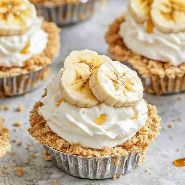 Mini Banana Cream Pies 🥧🍌🧁 No oven? No problem! These mini pies are cool, creamy, and completely...