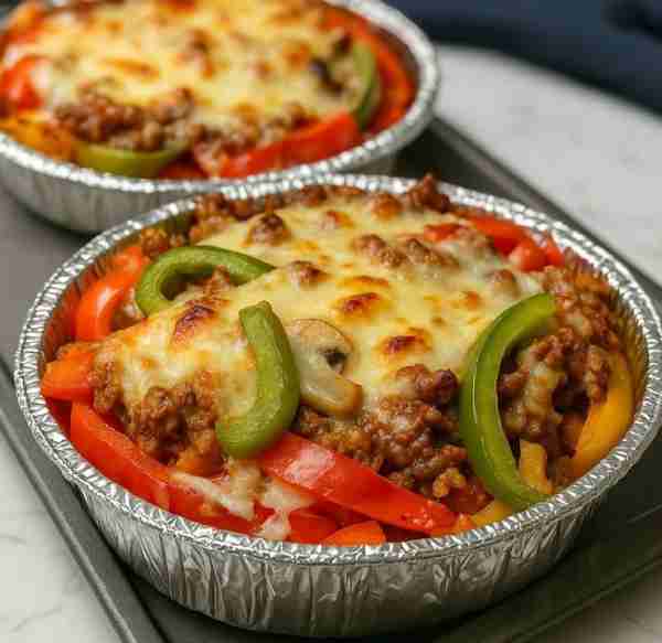 Cheesy Bell Pepper Beef Bake Ingredients: 500g ground beef 🥩 1 onion, chopped 🧅 1 garlic clove, mi...