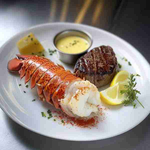 Surf and Turf: Filet Mignon with Lobster Tail Ingredients: For the Lobster Tail: 2 lobster tails 2 t...