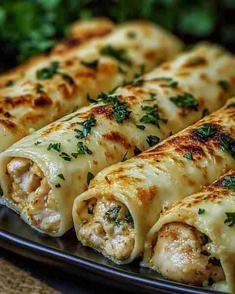 Cheesy Garlic Chicken Cannelloni! Here’s a quick and easy guide to making it: Steps: Prepare the Fil...