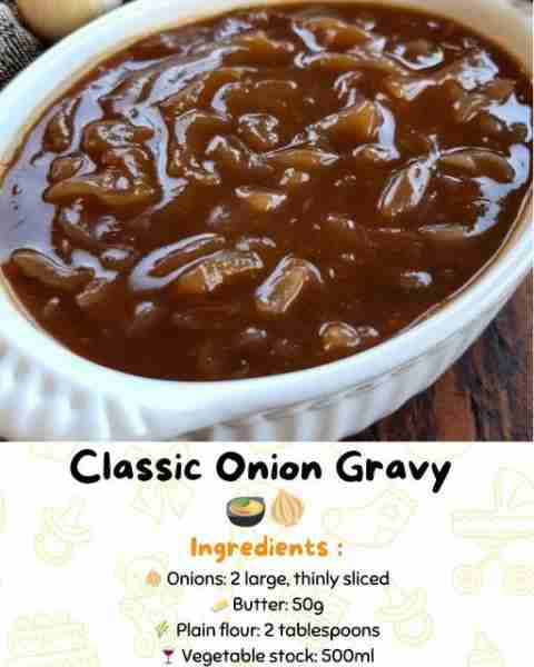 Classic Onion Gravy 🍲🧅 A rich and savoury addition to any British meal, this classic onion gravy i...