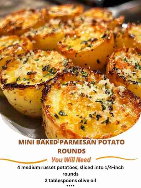 Mini Baked Parmesan Potato Rounds Ingredients: 4 medium russet potatoes, sliced into 1/4-inch rounds...