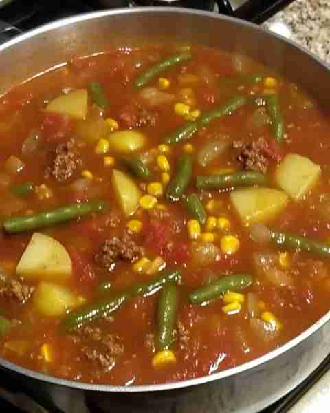 Best Ever Easy Vegetable Beef Soup Ingredients 4 large potatoes, peeled and cubed 2 cups water 3 lar...