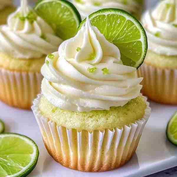 Tropical Key Lime Cupcakes 🧁🌴🍋 Light, moist cupcakes with a citrus twist and a creamy swirl on to...